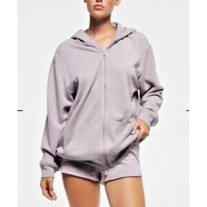 NWT SKIMS SET French Terry Dolphin Shorts & Hoodie Oyster Purple Loungewear SET